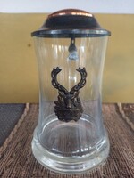 Vadász témájú fém fedeles és rátétes korsó