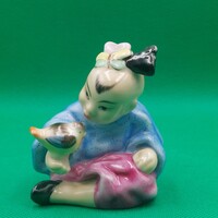 Herendi  Porcelán  Kínai kislány  figura madárral