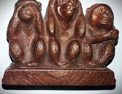 1970'S KLASSZIKUS majom SZOBOR műanyag (!!!) változat "nem hall nem lát nem törödik" 10 x 7 cm