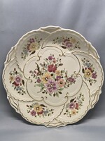 Zsolnay kézzel festett virágos porcelán fali tál 30 cm