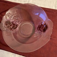 Walther glass-like, unmarked centerpiece offering with grape pattern