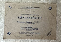 Állami DÉRYNÉ színház kedvezményes iskolai színházbérlet 1958