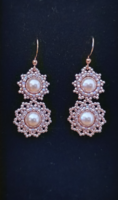 Rosegold színű üveggyöngy fülbevaló