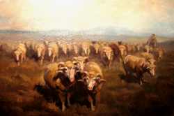AZ ÉRTÉKE TÖREDÉKÉÉRT!  EREDETISÉG IGAZOLÁSSAL  VISKI JÁNOS /1891-/ : BIRKÁK  A BADACSONY LÁBÁNÁL