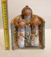 Kiss Roóz Ilona kerámia szobor, jelzett, HIBÁS, 19cm