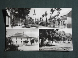 Képeslap,Kiskundorozsma,mozaik,,templom,utca,park látkép,részlet, 1958-