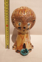 Kiss Roóz Ilona kerámia, kis oroszlán szobor, jelzett, hibátlan, ritka! 17cm