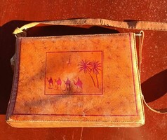 Vintage egyiptomi bőr kistáska - koktéltáska a múlt század elejéből - alkalmi retikül