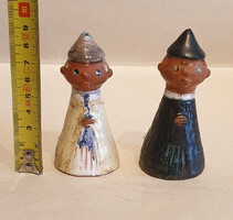 Kiss Roóz Ilona kerámia szobor pár, nagyon ritka, jelzett, hibátlan, 9cm