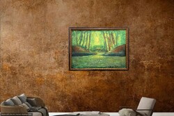 Prima díjas művésztől,Zalai erdő ragyogása  50x70cm  Károlyfi Zsófia(1952-) tanúsítvánnyal.