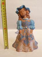 Bod Éva szobor, kalapos hölgy, jelzett 20cm
