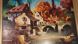 Fassel L. Ferenc "A vizimolnár háza".  50 x 70 cm, olaj, farost.   Zsűriszám 21/11-239-13058
