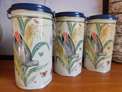 Dahlmayr litografált madaras kávétartó doboz csatos fedéllel - 90-es évek