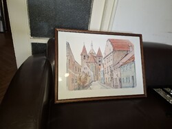 H.Susan, számozott, grafitszignós litográfia, 48x68 cm fészekméretű, hibátlan, üvegezett keretben