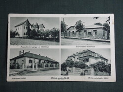 Képeslap,Hévíz,gyógyfürdő,Posta,rendészeti,pénzügyőr,ipartestület üdülő látkép,részlet, 1942-