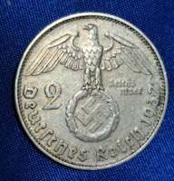 Horogkeresztes ezüst birodalmi 2 Márka 1937. (218)