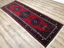 HAMADAN - IRÁNI kézi csomózású gyapjú perzsa futó szőnyeg, 108 x 315 cm