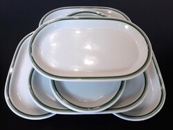 Alföldi porcelán zöld csíkos virslis tálak