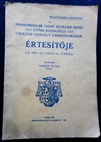 Czuczor Gergely Bencés Gimnázium Értesítője, Győr (1933-34es tanévről)