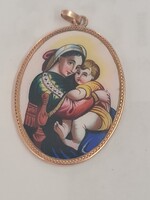 Antik tüz zománc arany keretben