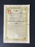 Budapesti Közúti Vaspálya Társaság Részlet-kötvény 1912.