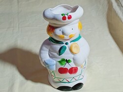 Fakanáltartó szakács figura régi kézzel festett fa kanál tartó