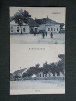 Képeslap,Simontornya,mozaik,Kossuth tér,vegyeskereskedés,üzlet,vásártér,1910- , -kék-