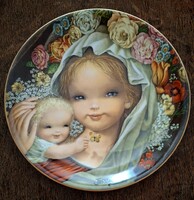 Juan Ferrandiz spanyol művész  ANYA GYERMEKÉVEL porcelán dísz tányér  limitált  kiadású  25 cm