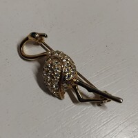 SZÉP ÁLLAPOTÚ ARANYOZOTT APRÓ KÖVEKKEL ÉKÍTETT BROSS KITŰZŐ BIZTONSÁGOS TŰVEL