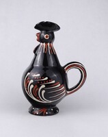 1U794 Jelzett CZÚGH JÁNOS kakasos kerámia kancsó 19.3 cm