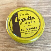Régi Legatin drazsé idegcsillapító fém pléh patika doboz gyógyszertári
