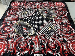 Escada selyemkendő motor mintával, Margaretha Key dizájn, 88 x 88 cm