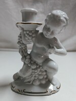 Lippelsdorfi hófehér porcelán, puttos gyertyatartó - 15, 5 cm