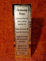 Keresztelő imával (angol) metszett tükör emléktárgy 18 cm x 6 cm, hibátlan állapotban