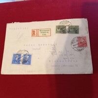 HASZNÁLT, 1938-as, több bélyeges, RAGJEGYES, MAKKOS VÍZJELES BORÍTÉK