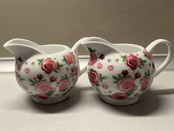 Adler porcelán tejszínes kiöntők rózsaszínű rózsa mintával, kb. 1,5 dl