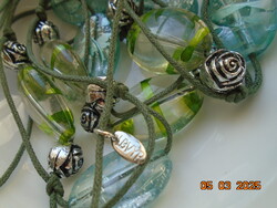 Yves Saint-Laurent francia designer logójával jelzett,kézzel készített bohó,hippi vintage nyakék