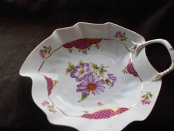 Hollóházi pikkelymintás porcelán  levél alakú tál