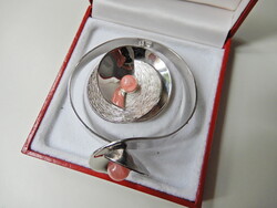 Régi német Guthmann & Wittenauer ródiumozott ezüst ékszer szett rodokrozit kövekkel