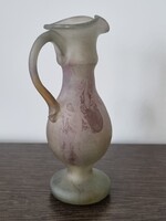 Régi, szakított üveg váza, kiöntő szatén felülettel-15 cm