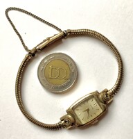 Aranyozott art deco óra, ékszeróra, ESKA márka ANDREAS DAUB jelzésű karkötőn, gyűjtői, szervizelendő