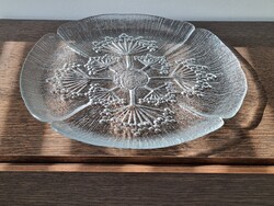 Vintage finn jégüveg kínáló tál, Lasisepat  Mantsala by Pertti Kallionen- 31 cm