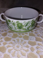 Kétfüles leveses porcelán csésze, szép zöld mintás, Bareuther Waldsassen Bavaria porcelán