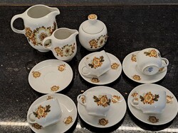 Retro Alföldi porcelán mokkás készlet Icu dekorral ritka mini csészékkel