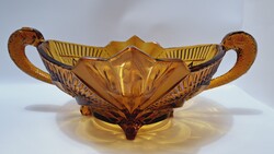 Brockwitz art deco üveg nagyméretű asztalközép, gyümölcstál, 38 cm