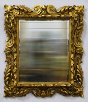 1K331 Antik aranyozott faragott Florentin tükör 103 x 89 cm