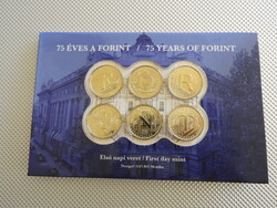 2021 5 Ft 75 éves a FORINT sor UNC verdefényes SORSZÁMOZOTT bliszter elsőnapi veret : 9321 sorszám