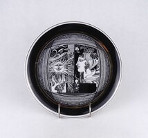 1V039 Szász Endre Napfény Hollóházi aranyozott porcelán tál 24.5 cm