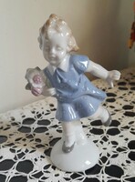 Grafenthal német porcelán figura, Kislány virággal