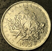 Franciaország 5 frank, 1972.